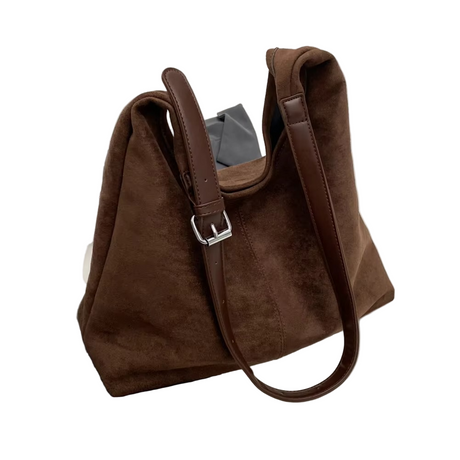 Suede Hobo Bag  Premium Leather Trim With Adjustable Strap - Product detail 4
