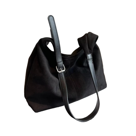 Suede Hobo Bag  Premium Leather Trim With Adjustable Strap - Product detail 5