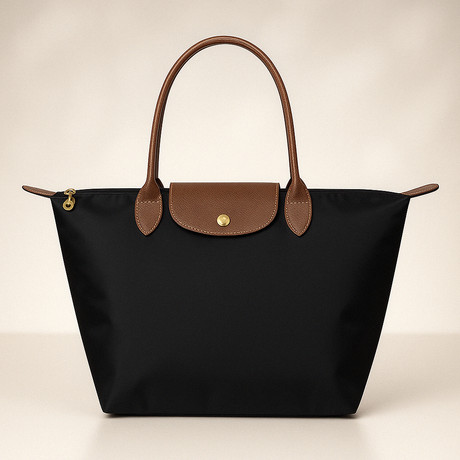 Waterproof Tote Bag  Premium Oxford Fabric With Leather Trim - Detailed view