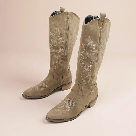 Western Suede Boots  Classic Embroidered Cowboy Design - Product detail 5