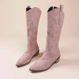 Western Suede Boots  Rose Pink Embroidered Cowgirl Design - Product showcase