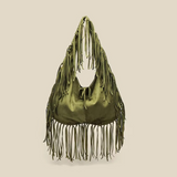 Studded Fringe Hobo Bag  Black Leather Statement Design - Product detail 6