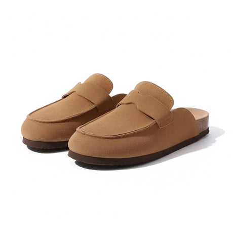 Womens Suede Clogs  Cork Sole Slip-On Mules - Product showcase