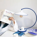 Modern Desk Lamp  White Shade Blue Curved Design - Product example