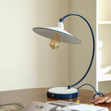 Modern Desk Lamp  White Shade Blue Curved Design - Detailed view