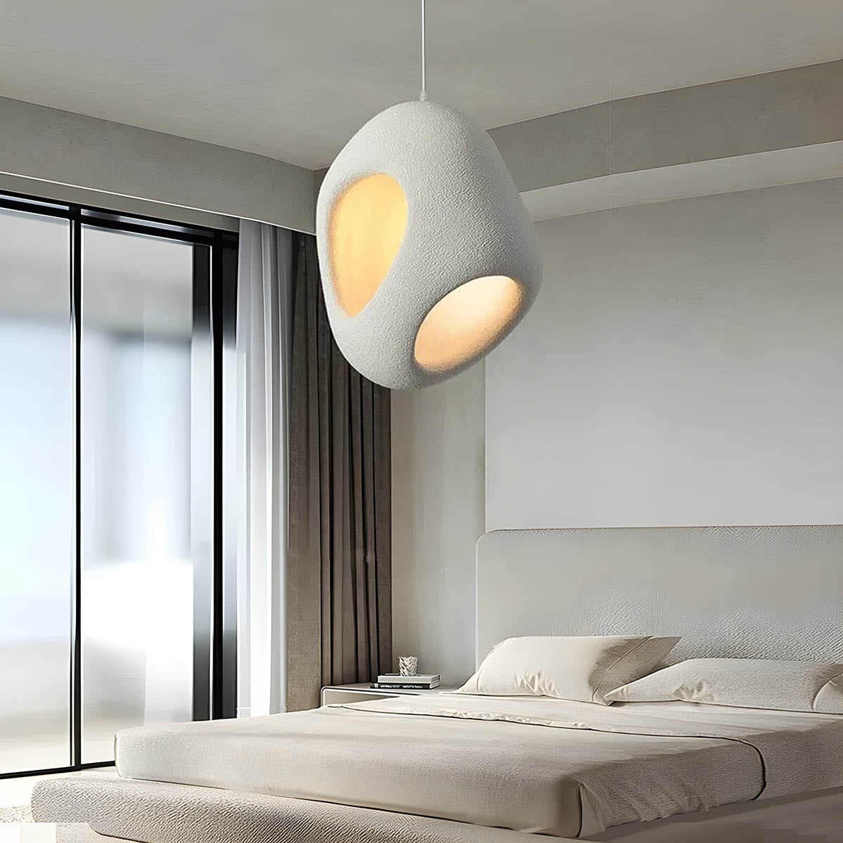 Modern Pendant Light  Sculptural White Shade Design - Detailed view