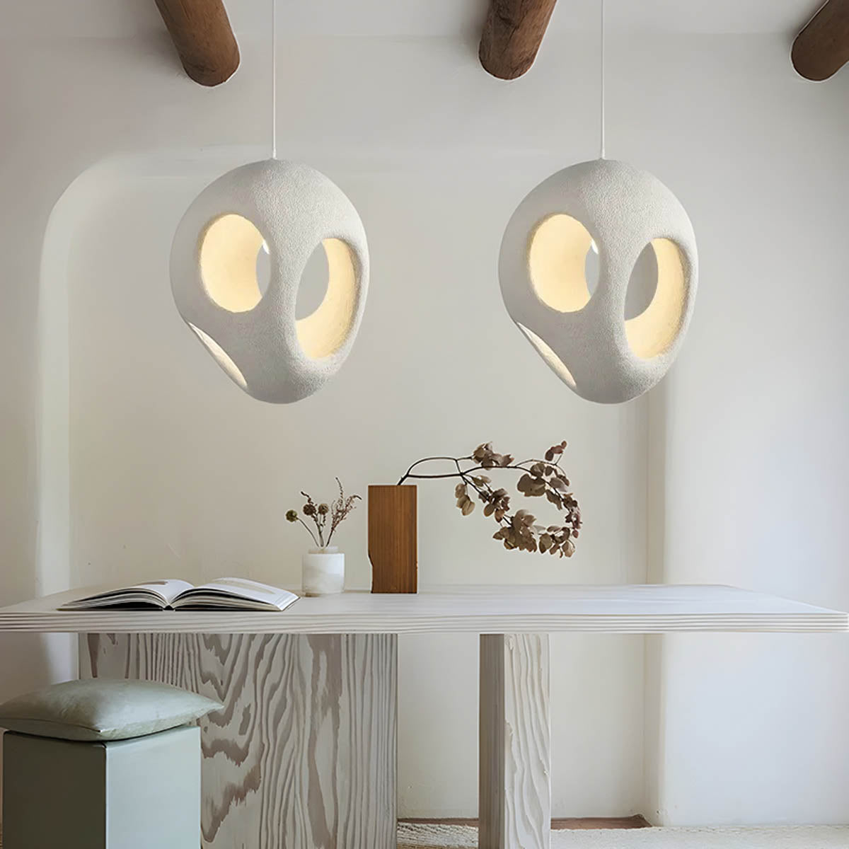 Modern Pendant Light  Sculptural White Shade Design - Product showcase