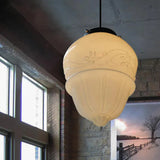 Vintage Pendant Light  Geometric Milk Glass Shade - Product detail 22
