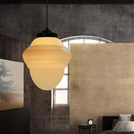 Vintage Pendant Light  Geometric Milk Glass Shade - Product detail 24