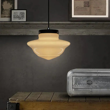 Vintage Pendant Light  Geometric Milk Glass Shade - Product detail 23