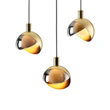 Modern Gold Pendant Light  Smoke Glass Sphere Design - Detailed view
