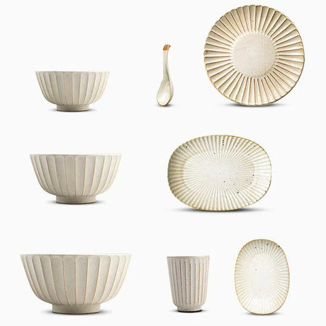 Stoneware Dinner Set  Fluted Design with Complete Place Settings - Product detail 7