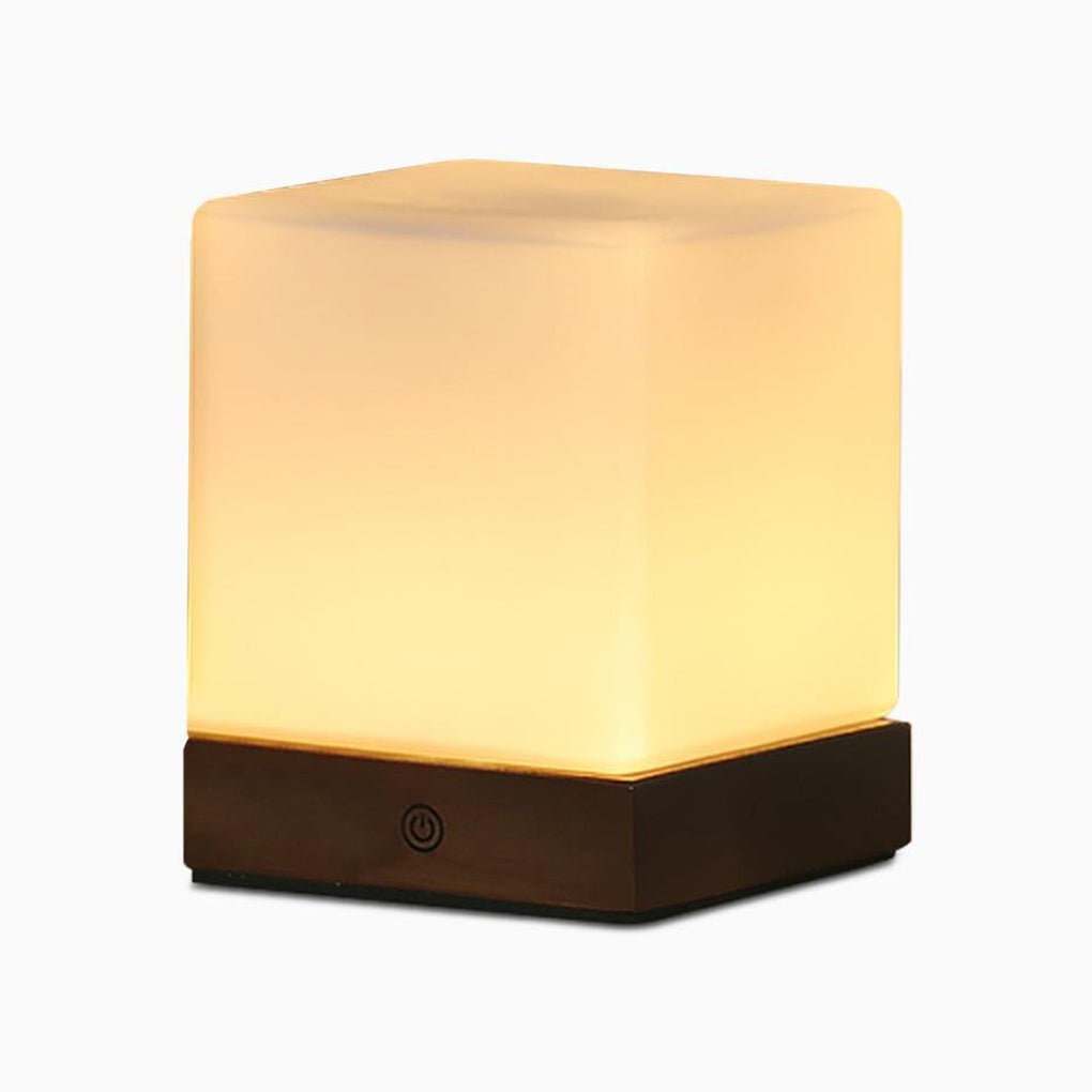 Nordic LED Table Lamp  Minimalist Cube Design With Wooden Base - Product detail 8