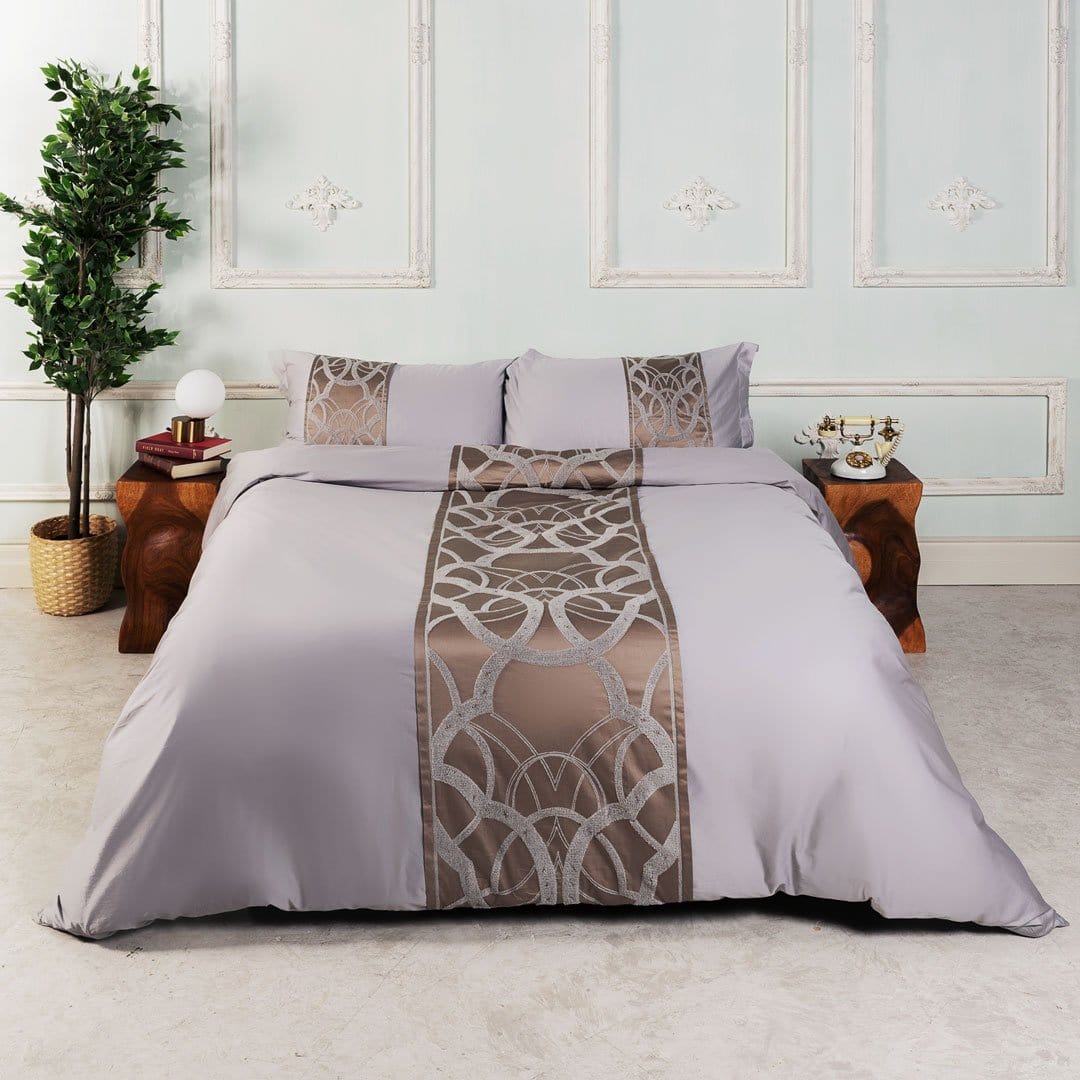 Luxury Cotton Duvet Set  Grey Egyptian Cotton Chain Pattern - Product detail 5