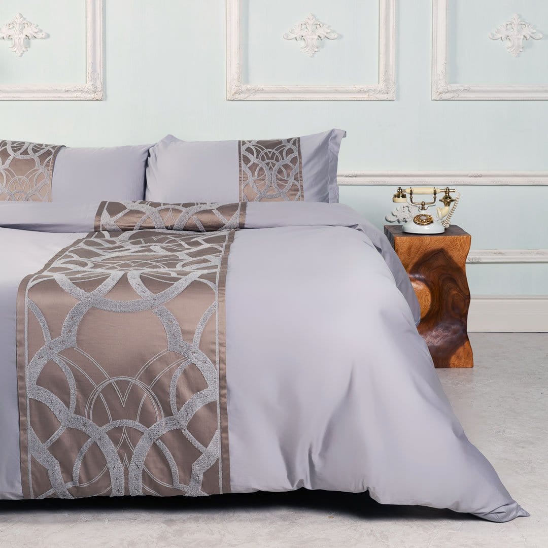 Luxury Cotton Duvet Set  Grey Egyptian Cotton Chain Pattern - Product detail 4