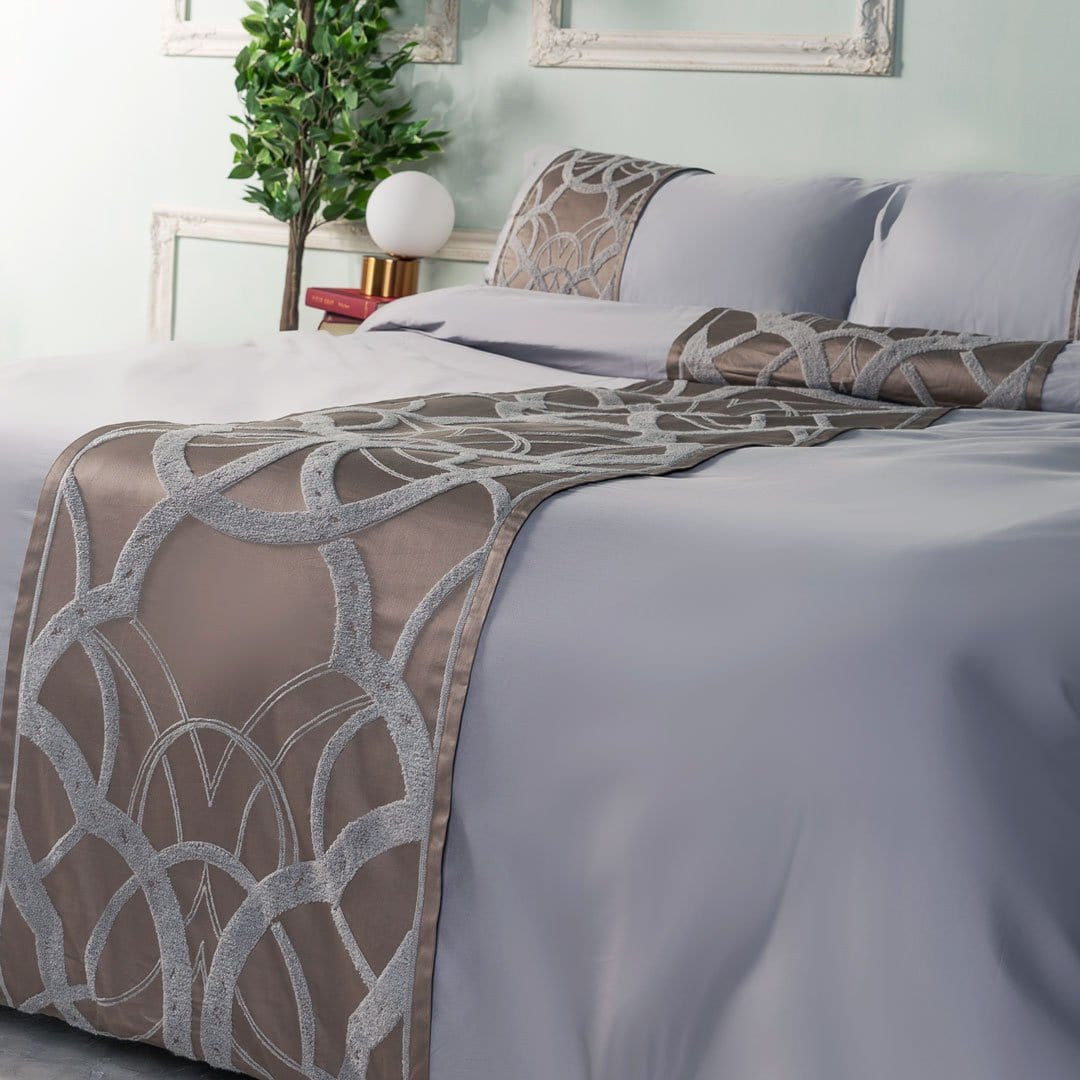 Luxury Cotton Duvet Set  Grey Egyptian Cotton Chain Pattern - Detailed view