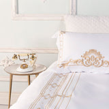 Luxury Bedding Set  White Egyptian Cotton Gold Embroidery - Product detail 5
