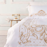 Luxury Bedding Set  White Egyptian Cotton Gold Embroidery - Product detail 4