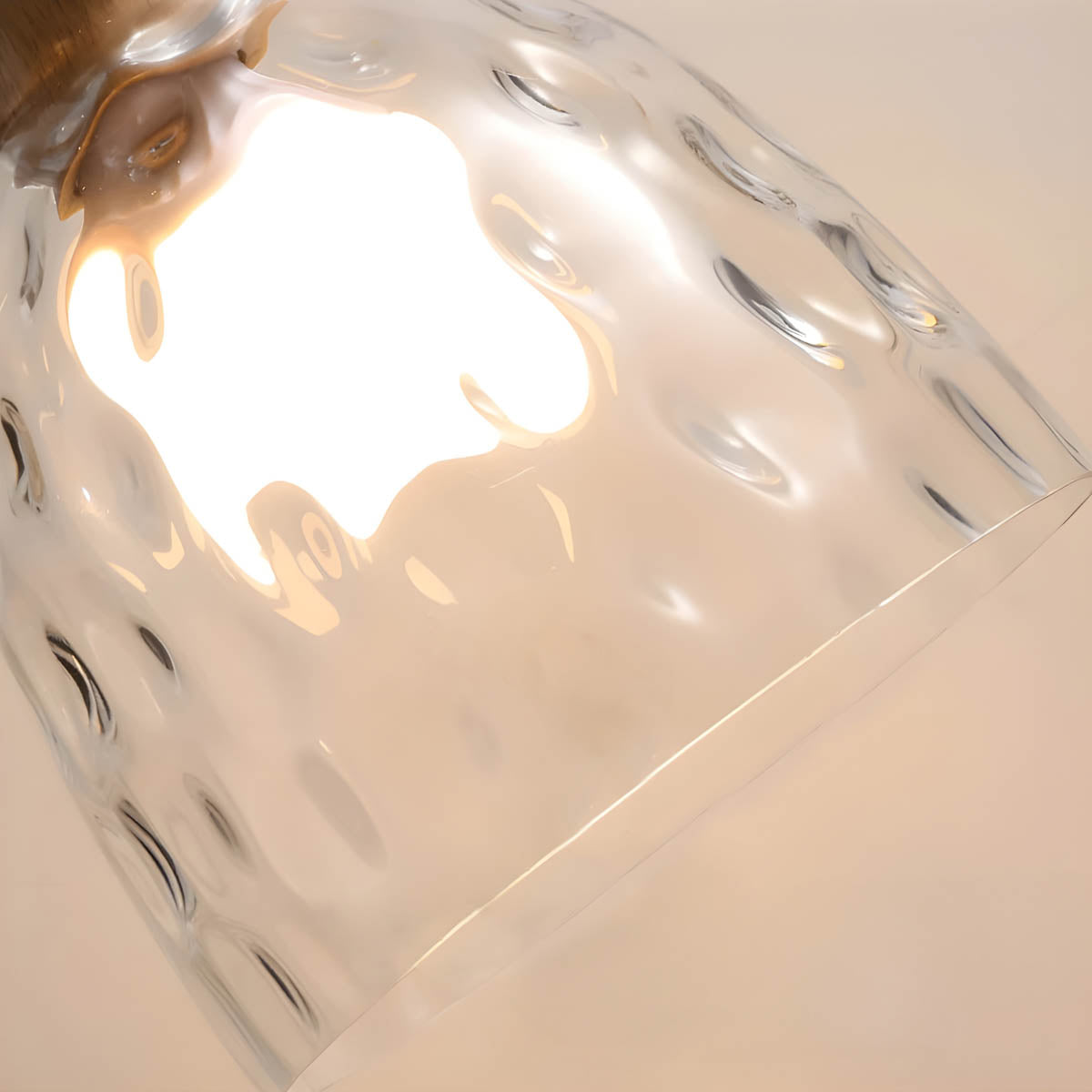 Modern Glass Pendant Light  Clear Dome Shades with Wood Accent - Product detail 4