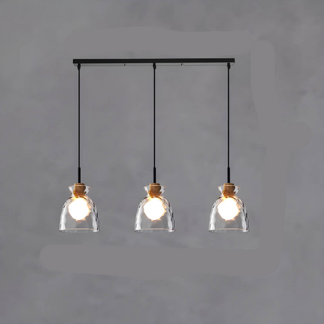 Modern Glass Pendant Light  Clear Dome Shades with Wood Accent - Product detail 10