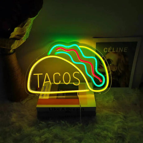 LED Taco Neon Sign  USB Powered Decorative Light - Product showcase