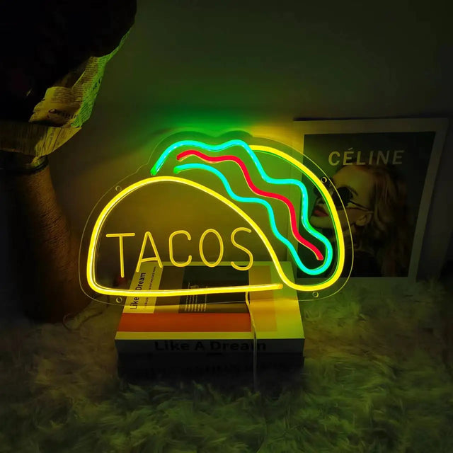 LED Taco Neon Sign  USB Powered Decorative Light - Product showcase