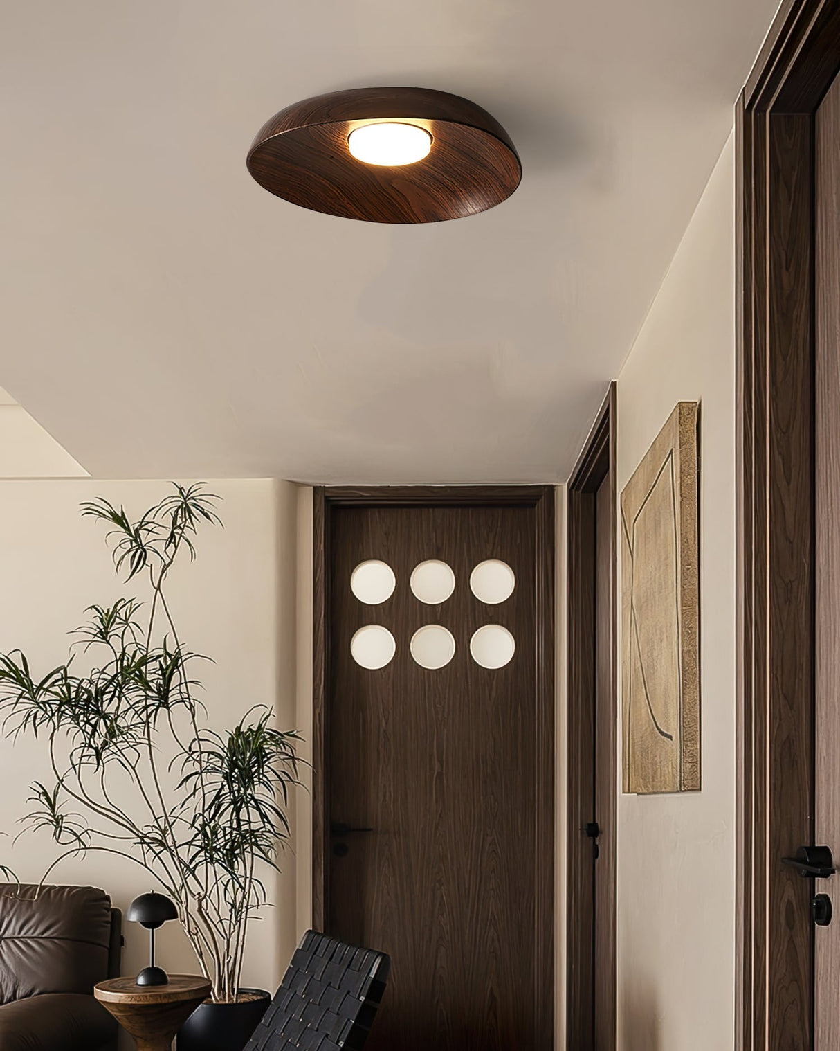 Modern Ceiling Light  Curved Wood Texture Design - Product example