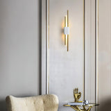 Modern Marble Wall Light  Gold Metal Linear Design - Detailed view