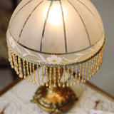 Victorian Table Lamp  Brass Base with Beaded Fringe Shade - Product detail 9