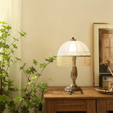 Victorian Table Lamp  Brass Base with Beaded Fringe Shade - Detailed view