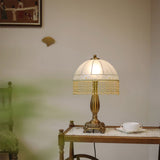 Victorian Table Lamp  Brass Base with Beaded Fringe Shade - Product detail 7