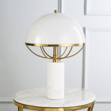 Modern Table Lamp  White Dome Shade with Marble Base - Detailed view