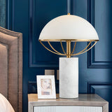 Modern Table Lamp  White Dome Shade with Marble Base - Product detail 4