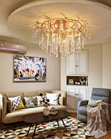 Crystal Ceiling Lamp  Brass Frame with Glass Droplets - Product detail 11
