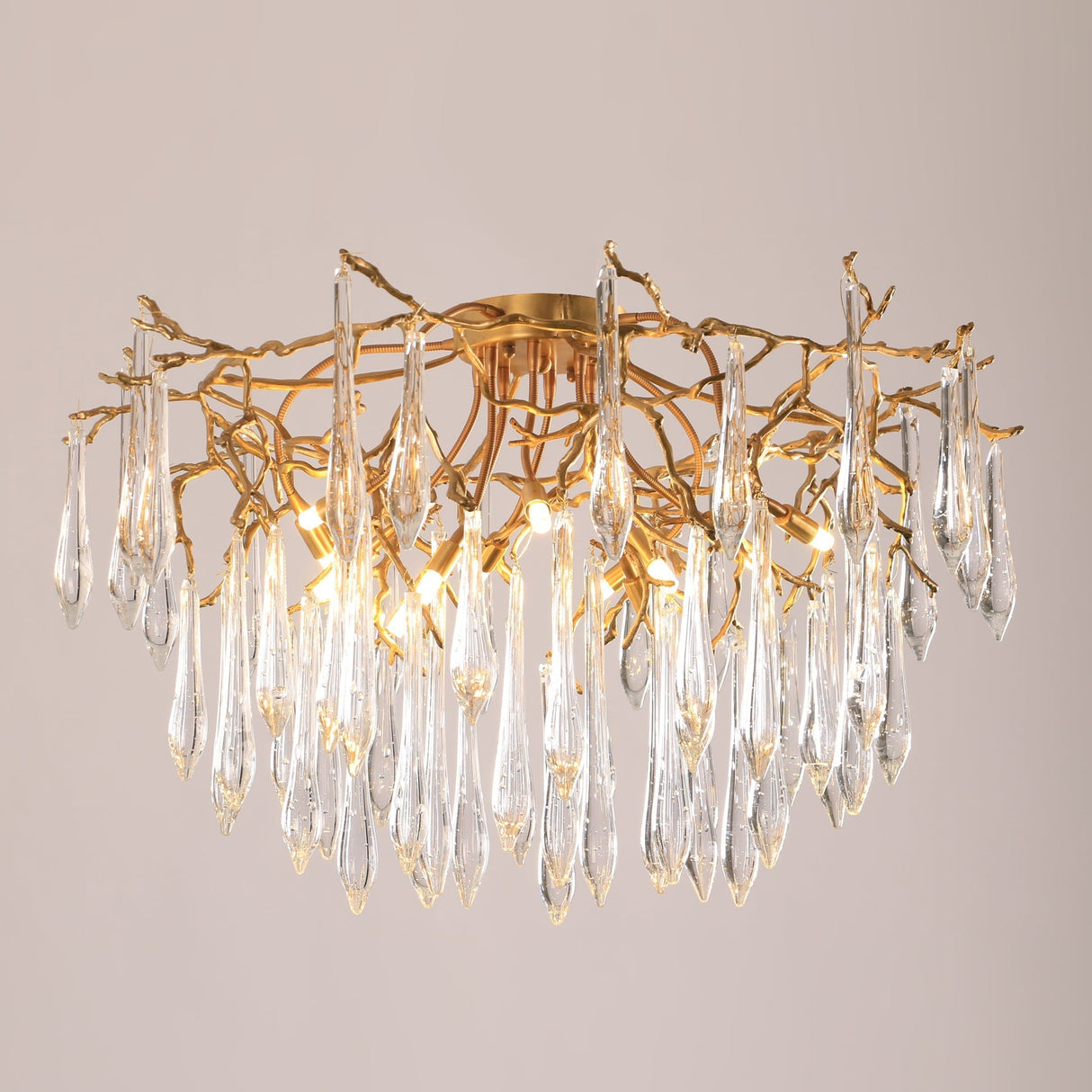 Crystal Ceiling Lamp  Brass Frame with Glass Droplets - Product detail 24