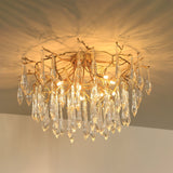 Crystal Ceiling Lamp  Brass Frame with Glass Droplets - Detailed view