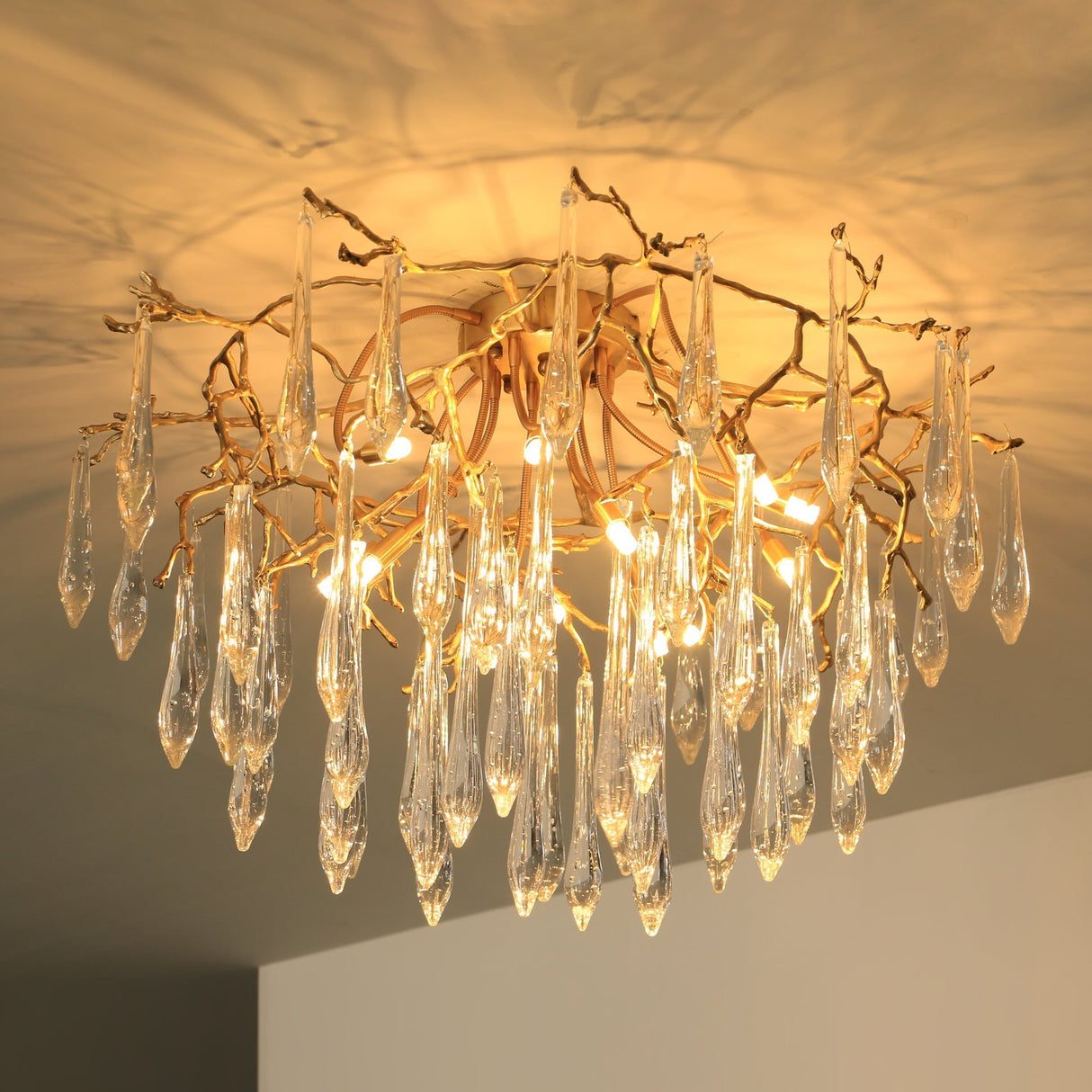 Crystal Ceiling Lamp  Brass Frame with Glass Droplets - Product detail 22