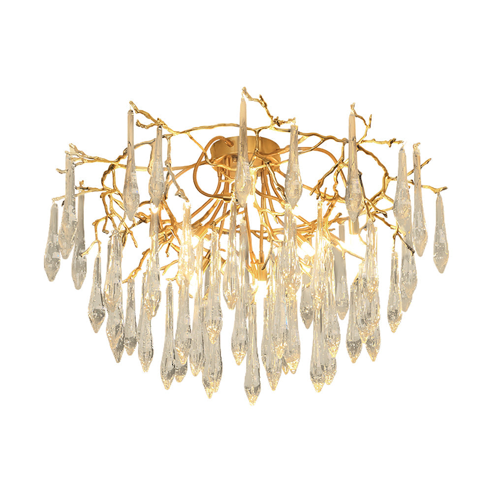 Crystal Ceiling Lamp  Brass Frame with Glass Droplets - Product detail 29