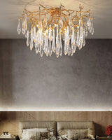 Crystal Ceiling Lamp  Brass Frame with Glass Droplets - Product detail 6