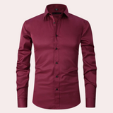Classic Stretch Dress Shirt  Premium Burgundy Cotton Blend - Product showcase