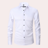 Classic Stretch Dress Shirt  Premium Burgundy Cotton Blend - Product detail 6