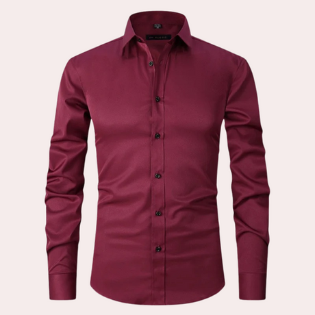 Classic Stretch Dress Shirt  Premium Burgundy Cotton Blend - Product detail 7