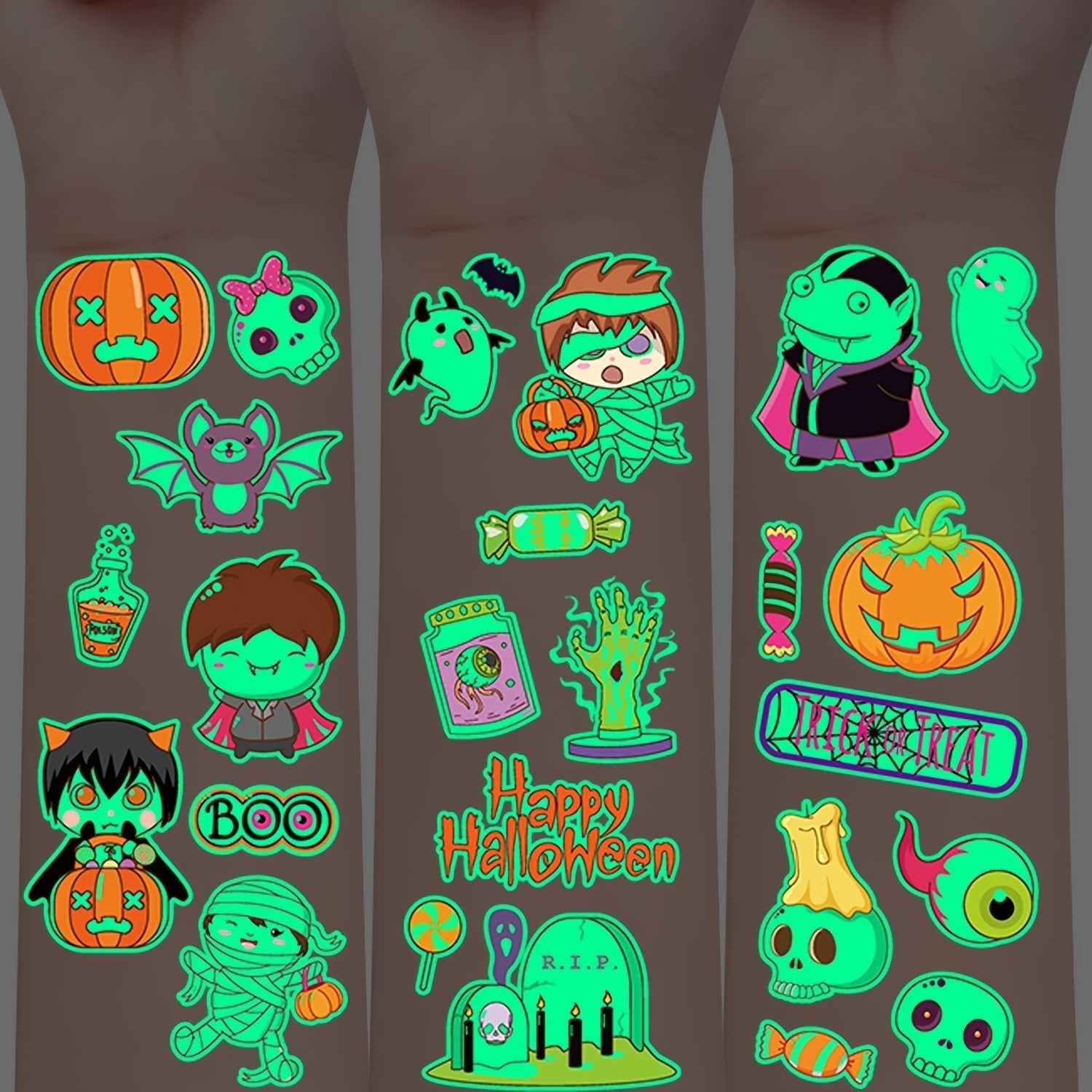 Halloween Glow Tattoos  Luminous Kids Body Art - Product detail 4