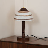 Modern LED Table Lamp  Walnut Wood Base with Striped Shade - Product detail 9