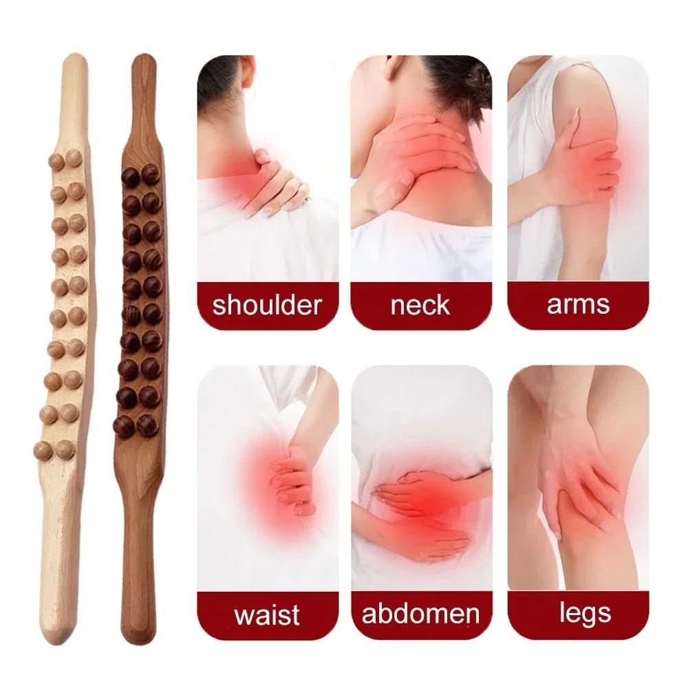 Wooden Gua Sha Massage Tool  Natural Therapy Stick With Rolling Beads - Product detail 4