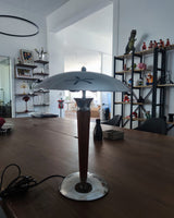 Modern Table Lamp  Chrome Shade Wood Stem Design - Product detail 11