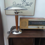 Modern Table Lamp  Chrome Shade Wood Stem Design - Product detail 12