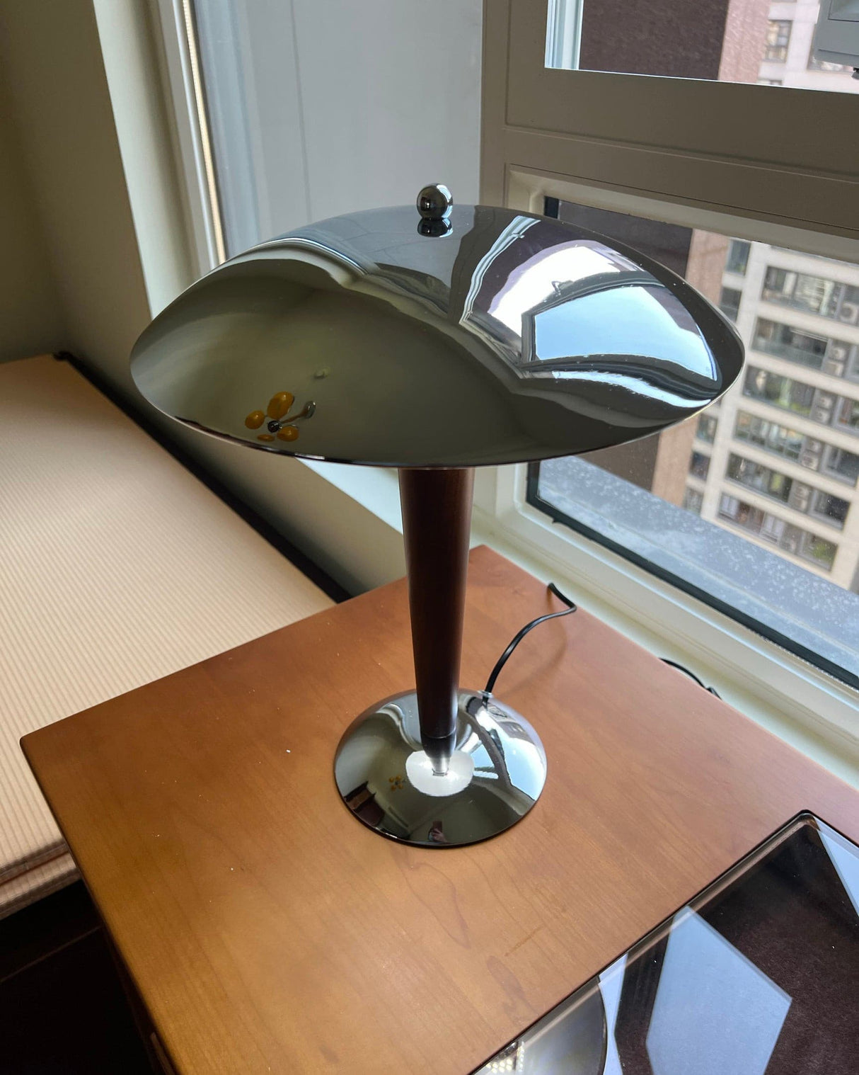 Modern Table Lamp  Chrome Shade Wood Stem Design - Product detail 19