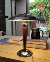 Modern Table Lamp  Chrome Shade Wood Stem Design - Product detail 22