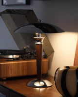 Modern Table Lamp  Chrome Shade Wood Stem Design - Product detail 24